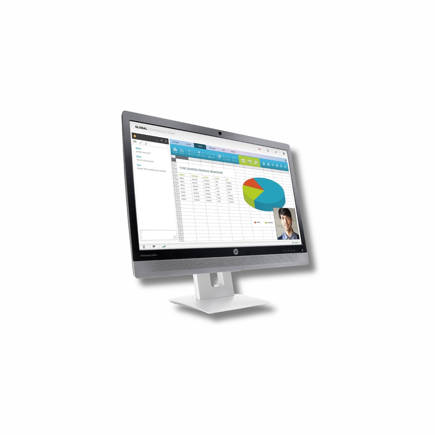 HP Elitedisplay E240c 24" FHD Video Conferencing Monitor HD